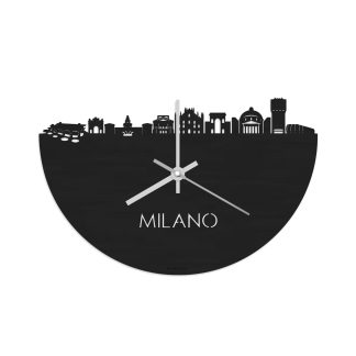 Skyline Klok Milano Black Zwart houten cadeau decoratie relatiegeschenk van WoodWideCities