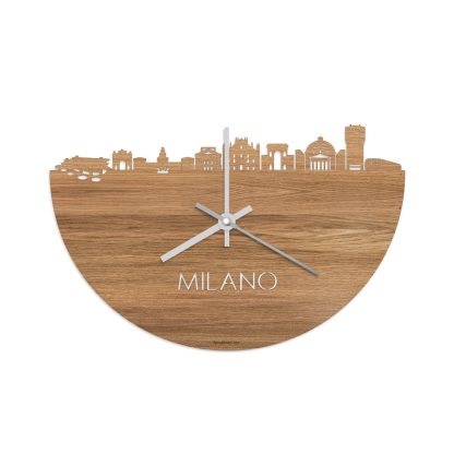 Skyline Klok Milano Eiken houten cadeau decoratie relatiegeschenk van WoodWideCities