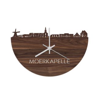 Skyline Klok Moerkapelle Noten houten cadeau decoratie relatiegeschenk van WoodWideCities