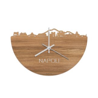 Skyline Klok Napoli Eiken houten cadeau decoratie relatiegeschenk van WoodWideCities