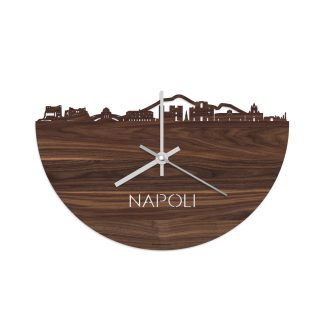 Skyline Klok Napoli Noten houten cadeau decoratie relatiegeschenk van WoodWideCities