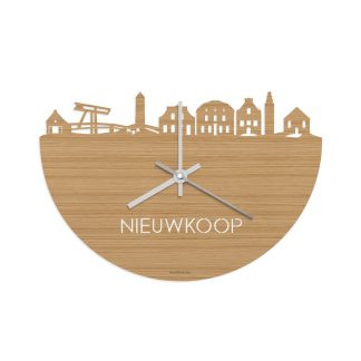 Skyline Klok Nieuwkoop Bamboe houten cadeau wanddecoratie relatiegeschenk van WoodWideCities