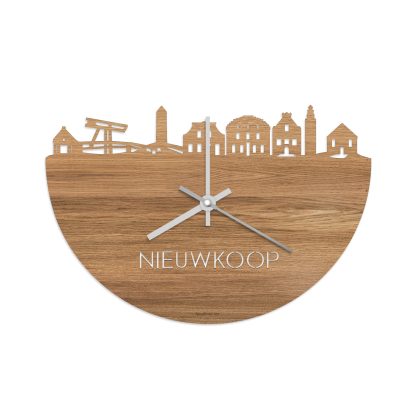 Skyline Klok Nieuwkoop Eiken houten cadeau wanddecoratie relatiegeschenk van WoodWideCities