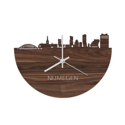 Skyline Klok Nijmegen Noten houten cadeau wanddecoratie relatiegeschenk van WoodWideCities