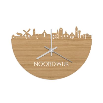 Skyline Klok Noordwijk Bamboe houten cadeau decoratie relatiegeschenk van WoodWideCities