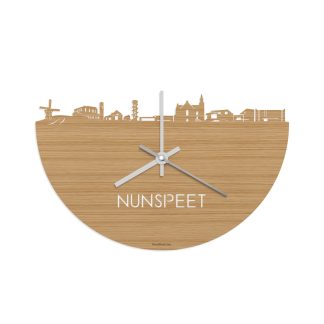 Skyline Klok Nunspeet Bamboe houten cadeau decoratie relatiegeschenk van WoodWideCities