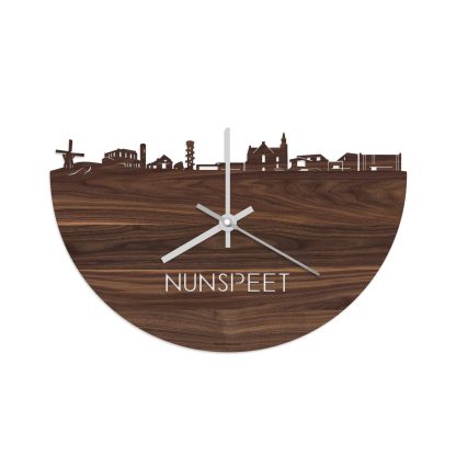 Skyline Klok Nunspeet Noten houten cadeau decoratie relatiegeschenk van WoodWideCities