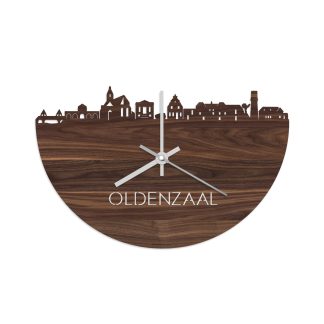 Skyline Klok Oldenzaal Noten houten cadeau wanddecoratie relatiegeschenk van WoodWideCities