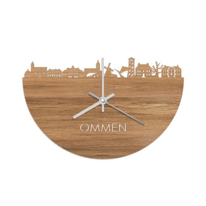 Skyline Klok Ommen Eiken houten cadeau decoratie relatiegeschenk van WoodWideCities