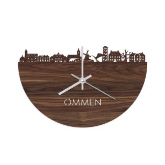 Skyline Klok Ommen Noten houten cadeau decoratie relatiegeschenk van WoodWideCities