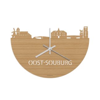 Skyline Klok Oost-Souburg Bamboe houten cadeau wanddecoratie relatiegeschenk van WoodWideCities