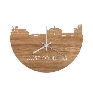 Skyline Klok Oost-Souburg Eiken houten cadeau wanddecoratie relatiegeschenk van WoodWideCities