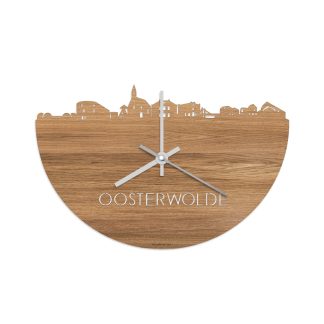 Skyline Klok Oosterwolde Eiken houten cadeau wanddecoratie relatiegeschenk van WoodWideCities