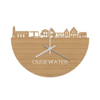 Skyline Klok Oudewater Bamboe houten cadeau decoratie relatiegeschenk van WoodWideCities