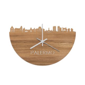 Skyline Klok Palermo Eiken houten cadeau decoratie relatiegeschenk van WoodWideCities