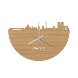 Skyline Klok Parijs Bamboe houten cadeau wanddecoratie relatiegeschenk van WoodWideCities