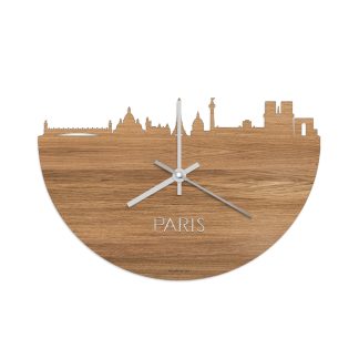 Skyline Klok Parijs Eiken houten cadeau wanddecoratie relatiegeschenk van WoodWideCities