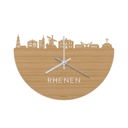 Skyline Klok Rhenen Bamboe houten cadeau wanddecoratie relatiegeschenk van WoodWideCities