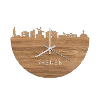 Skyline Klok Rhenen Eiken houten cadeau wanddecoratie relatiegeschenk van WoodWideCities