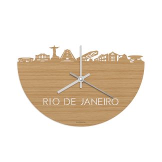 Skyline Klok Rio de Janeiro Bamboe houten cadeau wanddecoratie relatiegeschenk van WoodWideCities