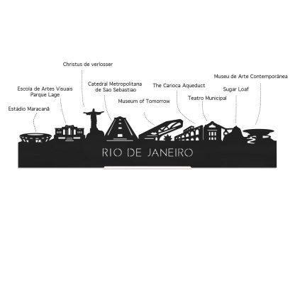 Skyline Klok Rio de Janeiro Noten houten cadeau wanddecoratie relatiegeschenk van WoodWideCities