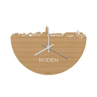 Skyline Klok Roden Bamboe houten cadeau decoratie relatiegeschenk van WoodWideCities