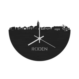 Skyline Klok Roden Black Zwart houten cadeau decoratie relatiegeschenk van WoodWideCities