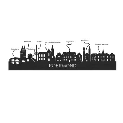 Skyline Klok Roermond Bamboe houten cadeau wanddecoratie relatiegeschenk van WoodWideCities