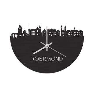 Skyline Klok Roermond Black Zwart houten cadeau wanddecoratie relatiegeschenk van WoodWideCities