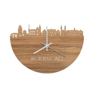 Skyline Klok Roermond Eiken houten cadeau wanddecoratie relatiegeschenk van WoodWideCities