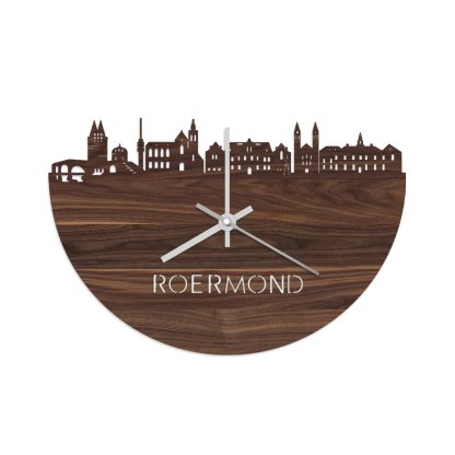 Skyline Klok Roermond Noten houten cadeau wanddecoratie relatiegeschenk van WoodWideCities