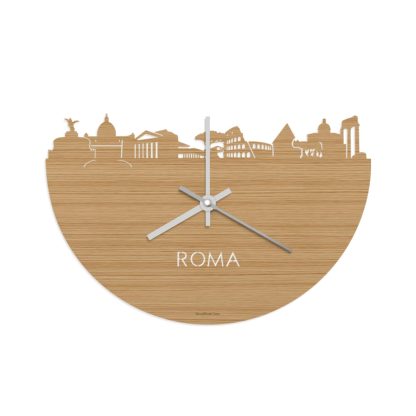 Skyline Klok Rome Bamboe Bamboe  houten cadeau wanddecoratie relatiegeschenk van WoodWideCities