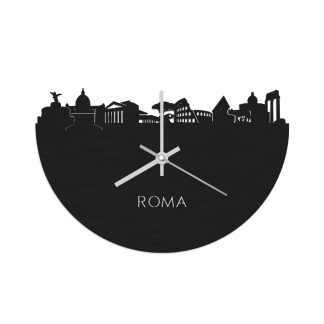 Skyline Klok Rome Black Zwart  houten cadeau wanddecoratie relatiegeschenk van WoodWideCities