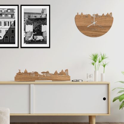 Skyline Klok Rome Eiken houten cadeau wanddecoratie relatiegeschenk van WoodWideCities