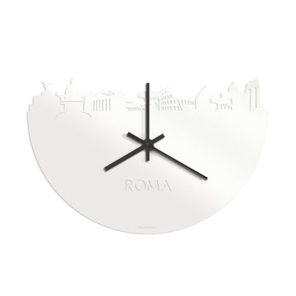 Skyline Klok Rome Wit glanzend gerecycled kunststof cadeau wanddecoratie relatiegeschenk van WoodWideCities