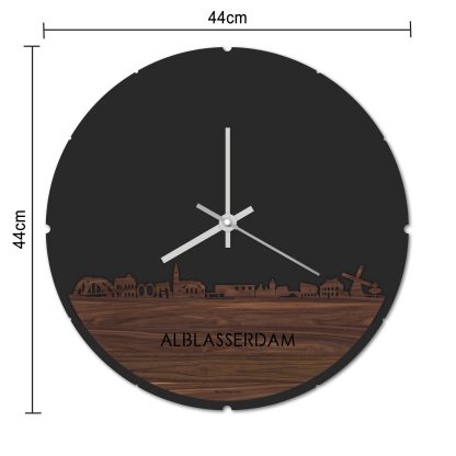 Skyline Klok Rond Alblasserdam Bamboe houten cadeau decoratie relatiegeschenk van WoodWideCities