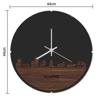 Skyline Klok Rond Almere Bamboe houten cadeau decoratie relatiegeschenk van WoodWideCities