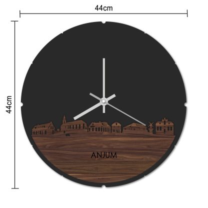 Skyline Klok Rond Anjum Noten houten cadeau decoratie relatiegeschenk van WoodWideCities