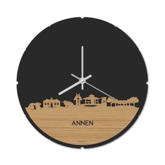 Skyline Klok Rond Annen Bamboe houten cadeau decoratie relatiegeschenk van WoodWideCities