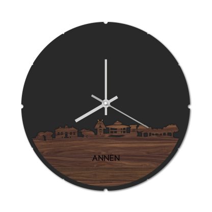 Skyline Klok Rond Annen Noten houten cadeau decoratie relatiegeschenk van WoodWideCities