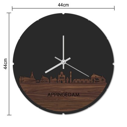 Skyline Klok Rond Appingedam Bamboe houten cadeau decoratie relatiegeschenk van WoodWideCities