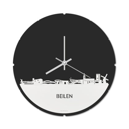 Skyline Klok Rond Beilen Wit glanzend gerecycled kunststof cadeau decoratie relatiegeschenk van WoodWideCities