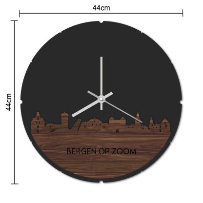 Skyline Klok Rond Bergen op Zoom Bamboe houten cadeau decoratie relatiegeschenk van WoodWideCities