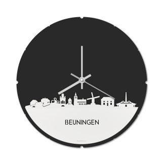 Skyline Klok Rond Beuningen Wit glanzend gerecycled kunststof cadeau decoratie relatiegeschenk van WoodWideCities