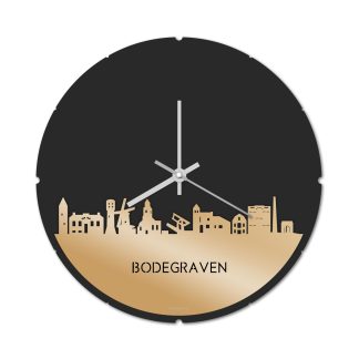 Skyline Klok Rond Bodegraven Metallic Goud gerecycled kunststof cadeau decoratie relatiegeschenk van WoodWideCities