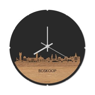 Skyline Klok Rond Boskoop Eiken houten cadeau decoratie relatiegeschenk van WoodWideCities