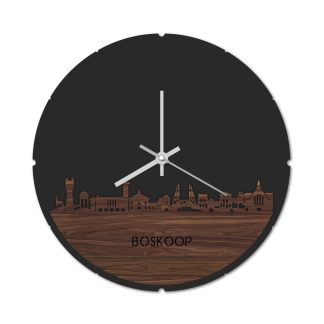 Skyline Klok Rond Boskoop Noten houten cadeau decoratie relatiegeschenk van WoodWideCities