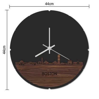 Skyline Klok Boston Eiken houten cadeau decoratie relatiegeschenk van WoodWideCities