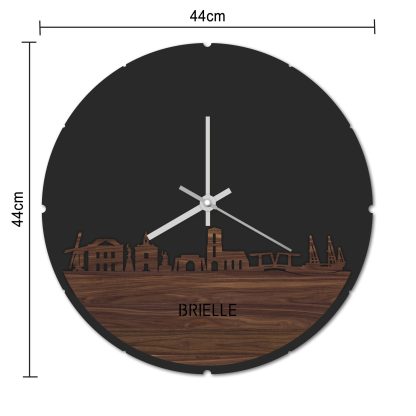 Skyline Klok Rond Brielle Eiken houten cadeau decoratie relatiegeschenk van WoodWideCities