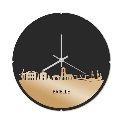 Skyline Klok Rond Brielle Metallic Goud gerecycled kunststof cadeau decoratie relatiegeschenk van WoodWideCities